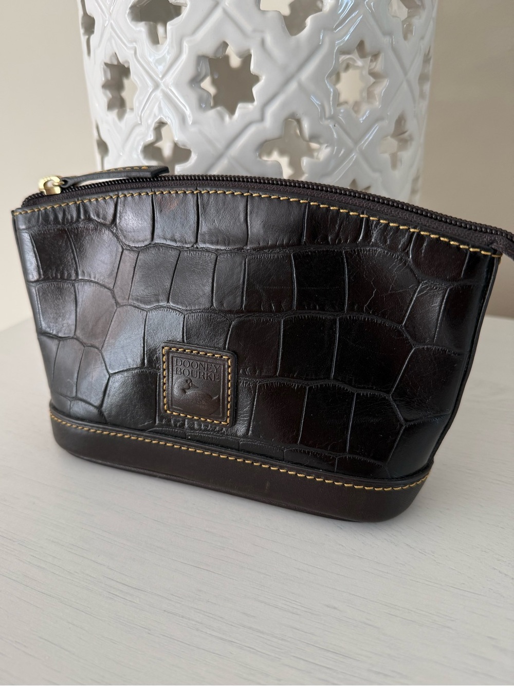 Dooney & Bourke Croc Embossed Leather Pouch Bag - Picture 11 of 11